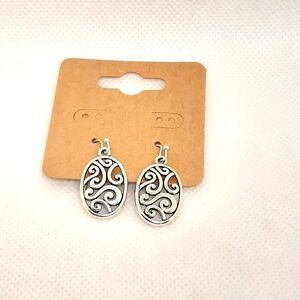 New Oval Silvertone Filligree Earrings Boho Fashion Jewelry